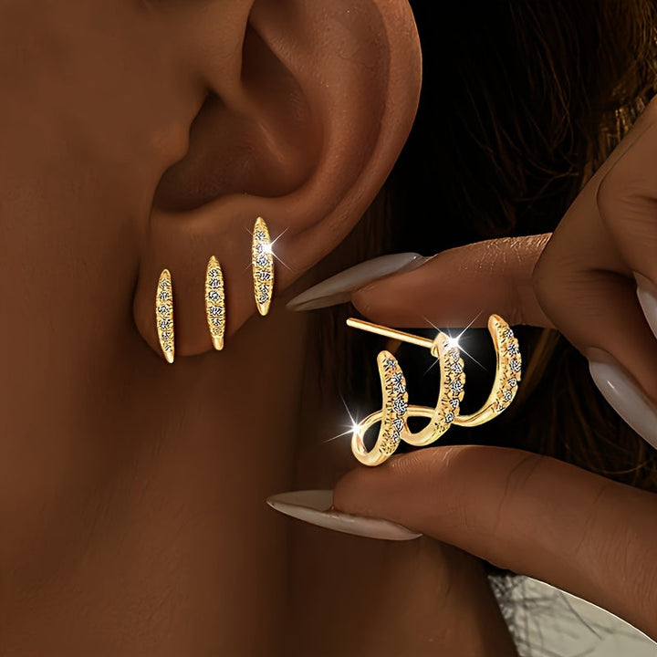 Elegant Rhinestone Three-Claw Earrings