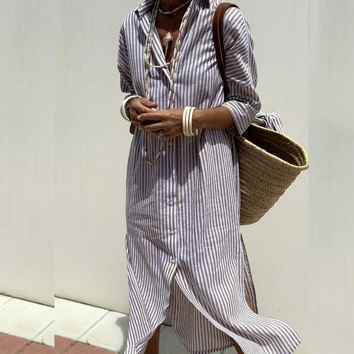 Armelle Elegant Striped Summer Dress (Almost Sold Out), view 5 - Elena Harper