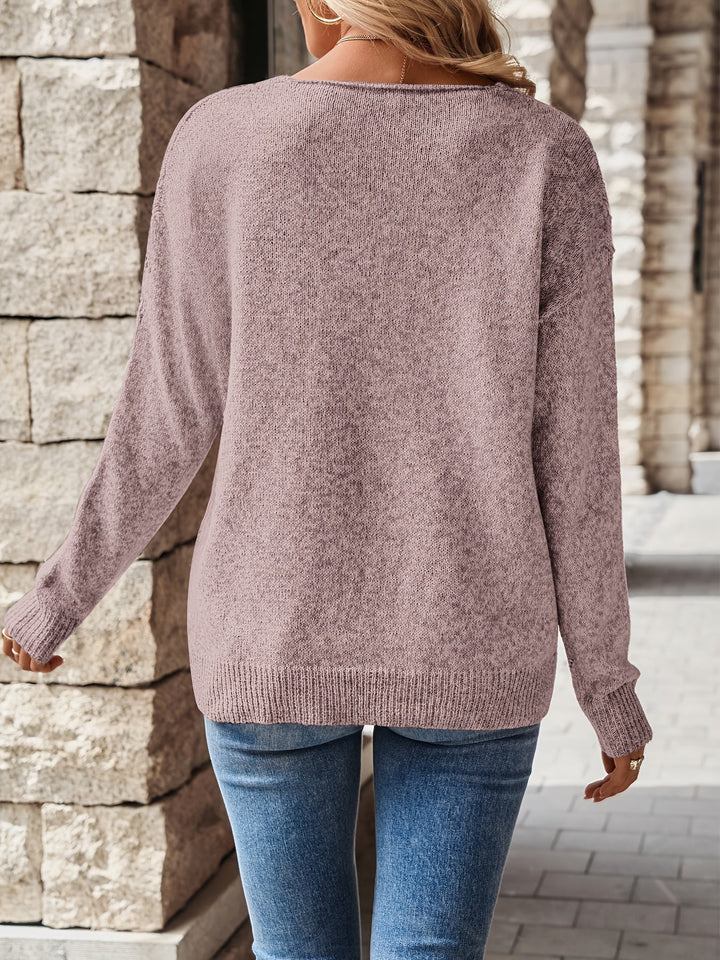 Priya - V-Neck Openwork Sweater