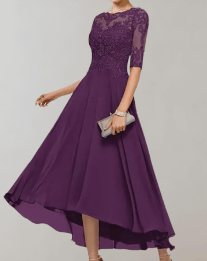 Lace Sleeve Maxi Dress Wedding Guest, view 4 - Elena Harper