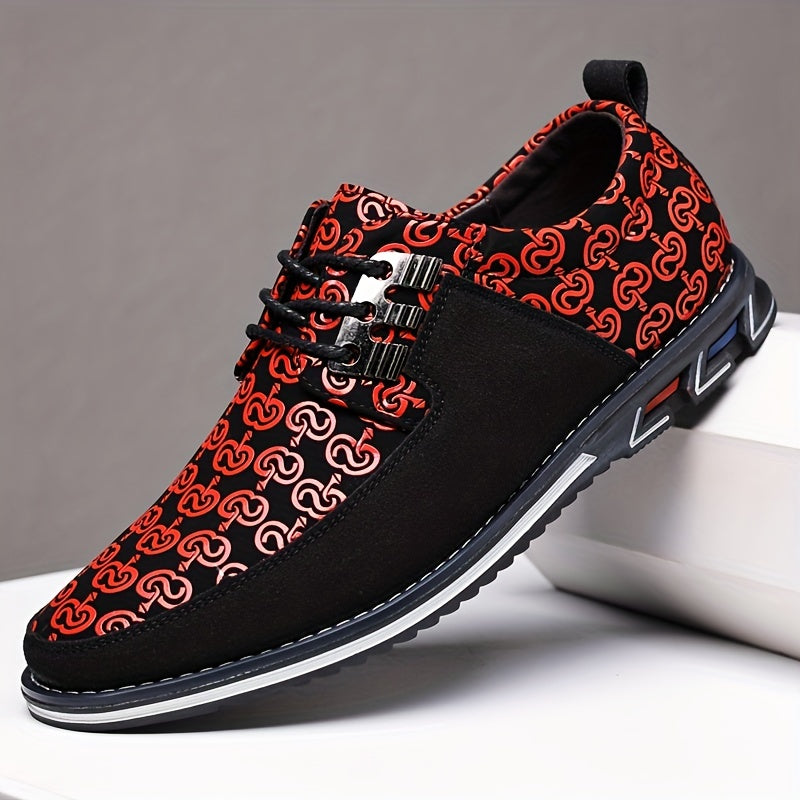 Men's Patterned Low-Top Sneakers with Cushioned Sole