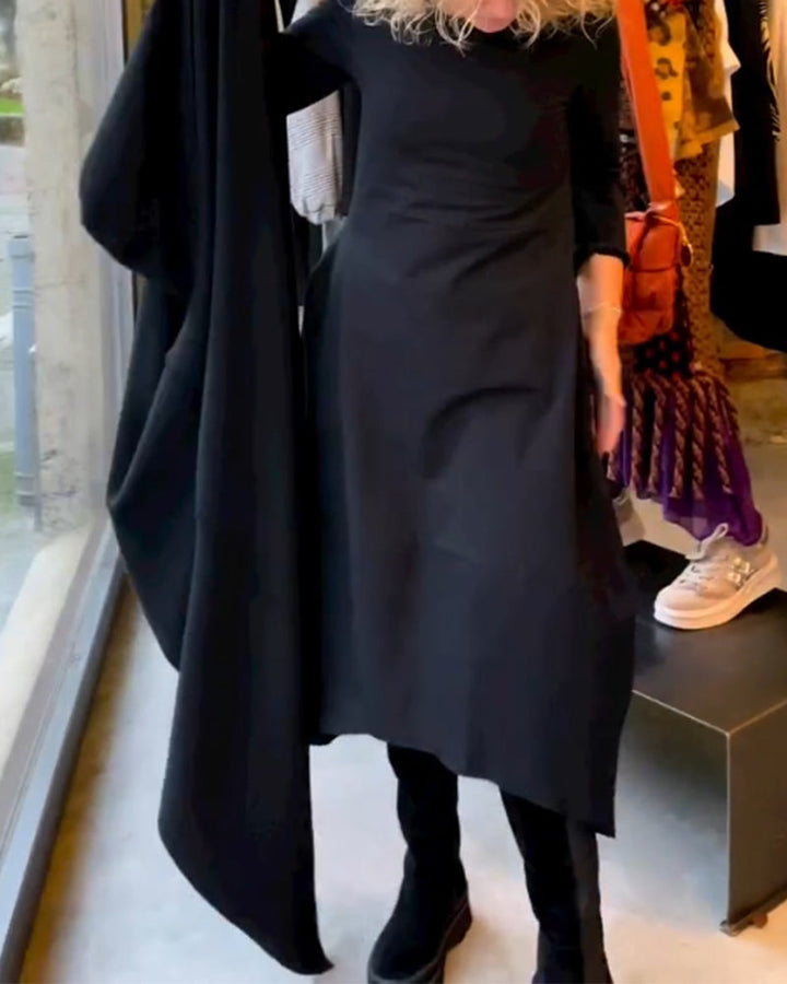 Clara™  |  Black Midi Dress Pockets