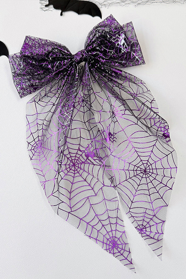 Large Halloween Mesh Bow Hair Clip