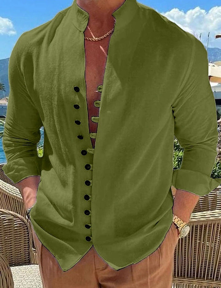 Men's Long Sleeve Button-Down Shirt for Versatile Style