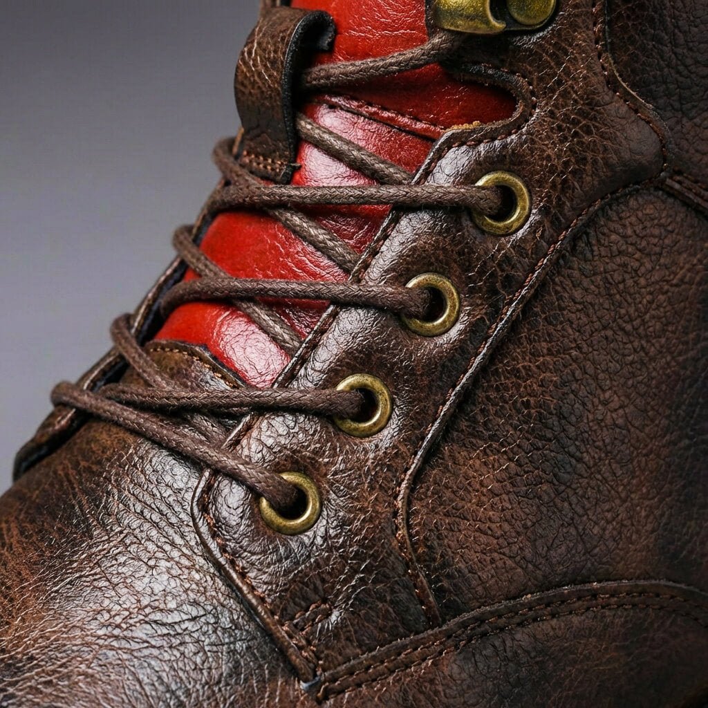 Adrian Striking Two-Tone Leather Boots with Elegant Craftsmanship, view 7 - Elena Harper