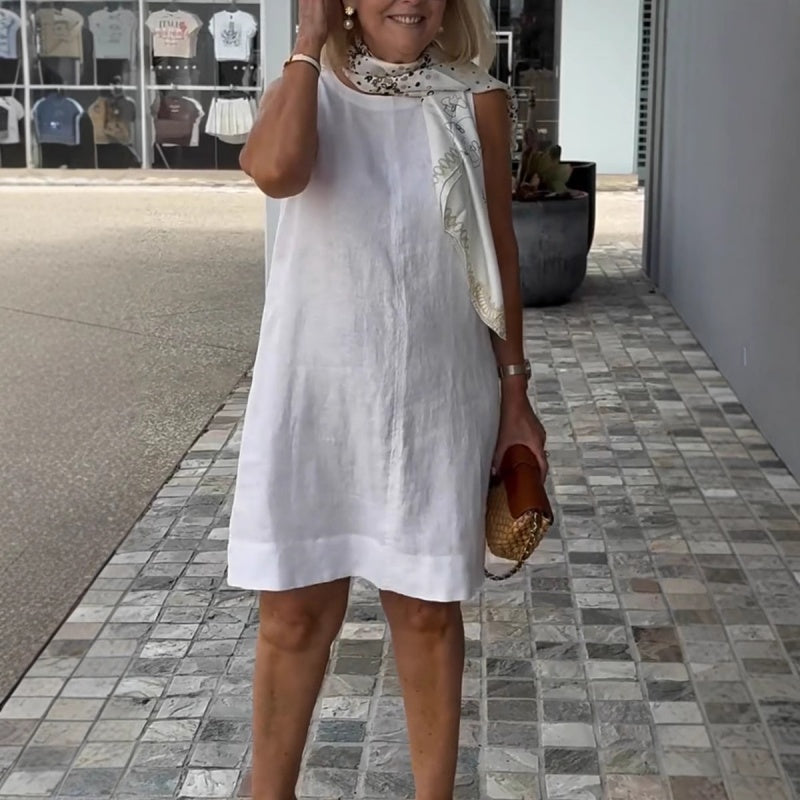 Amie Airy Summer Dress with Round Neckline, view 6 - Elena Harper