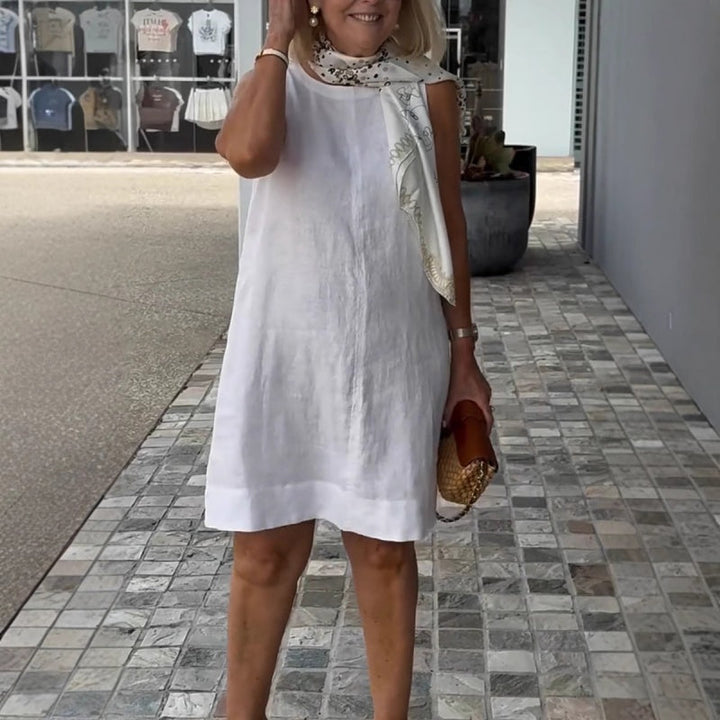 Amie Airy Summer Dress with Round Neckline, view 6 - Elena Harper