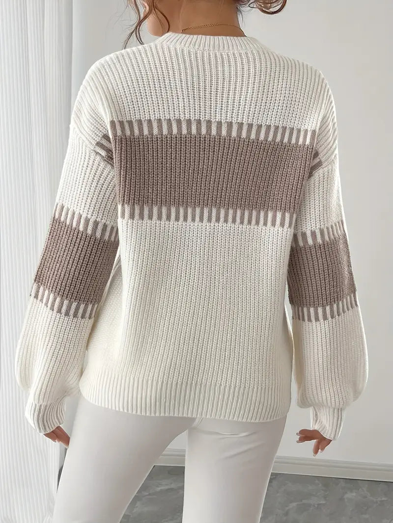 Gyneth Long-Sleeve Sweater with Round Neck, view 9 - Elena Harper