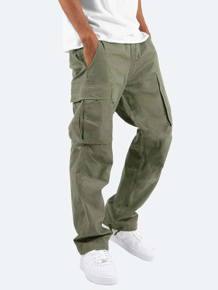 Men's Wide-Leg Cargo Pants Casual Cotton Blend Trousers, view 5 - Elena Harper