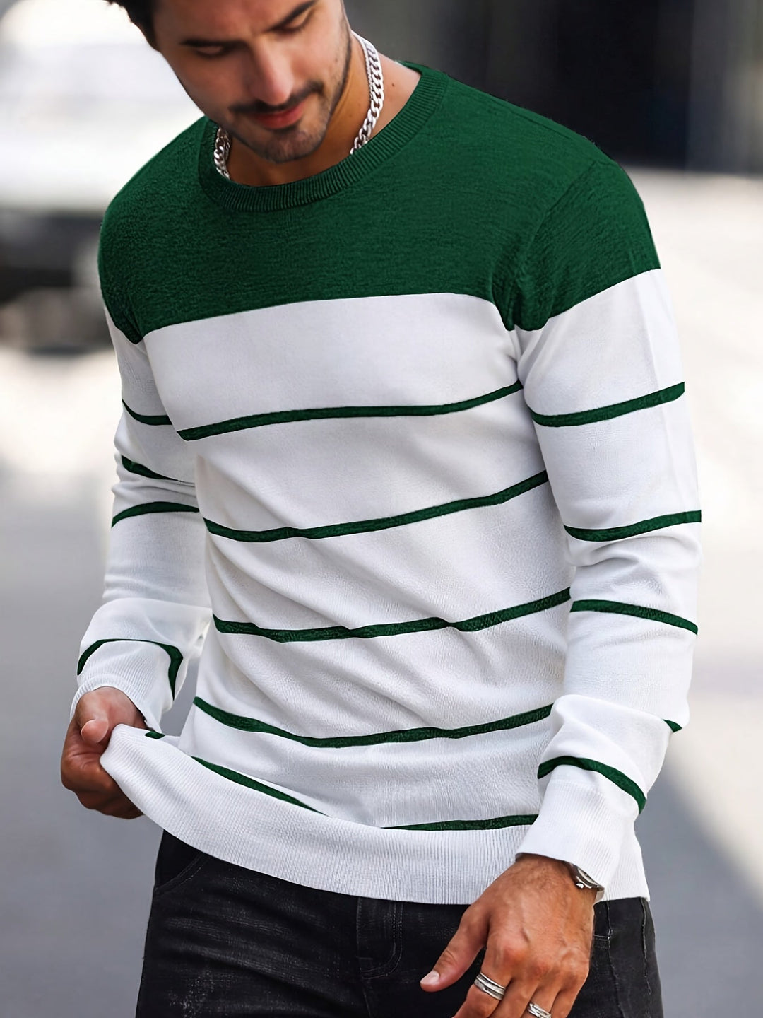 Rory Colour-Block Striped Pullover - Elena Harper