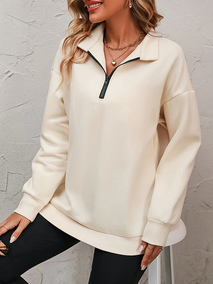 Gwyneth Relaxed Half-Zip Sweatshirt, view 4 - Elena Harper