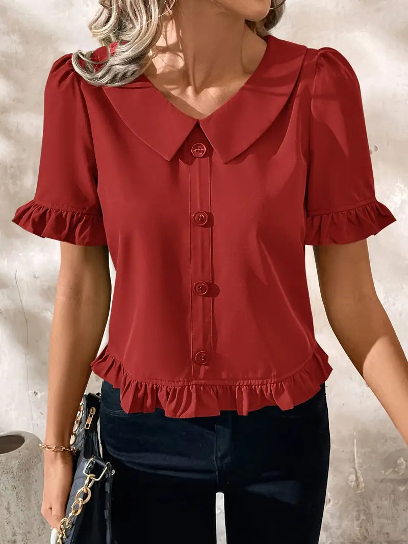 Foteini Elegant Short Sleeve Blouse - Elena Harper