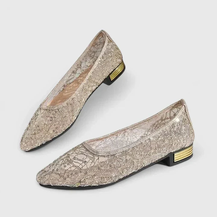Camille | Textured Metallic Ballet Flats