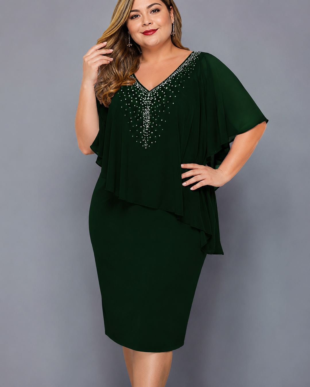 Joëlle™ | Belly-covering V-neck Midi Dress