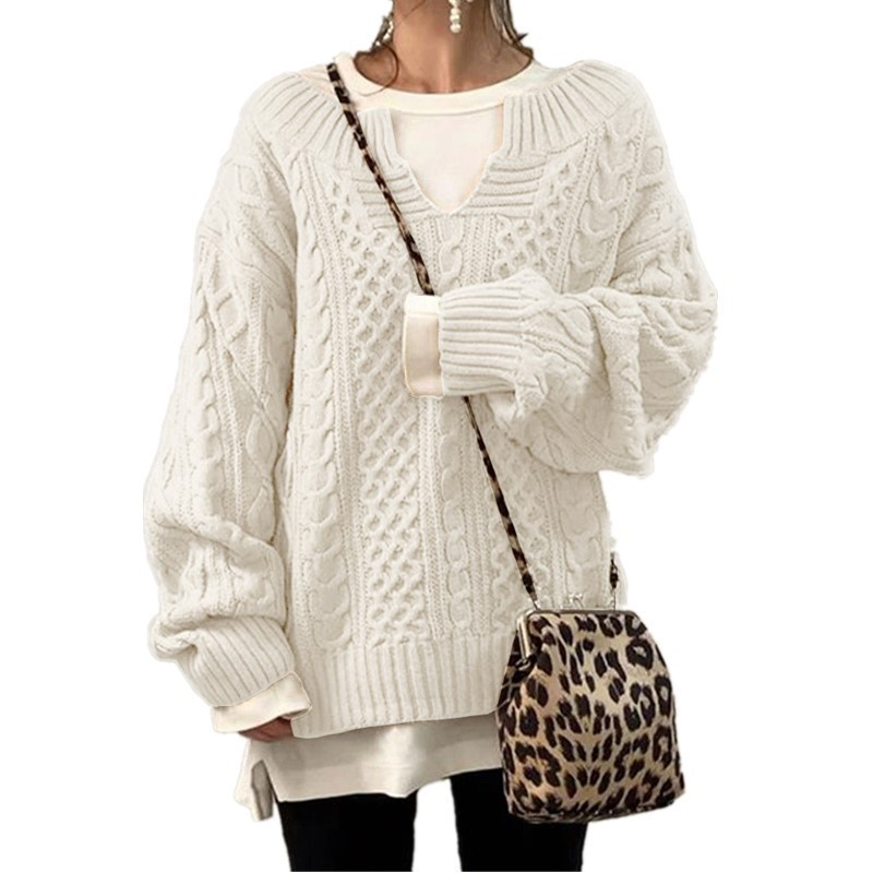 Thick Women's Cable Knit Sweater - Warm and Casual