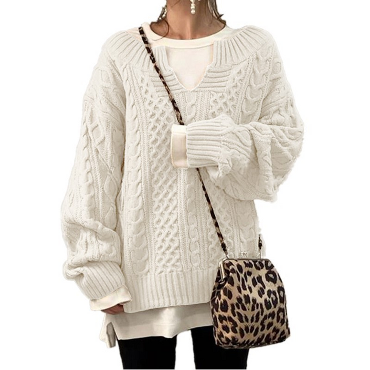 Thick Women's Cable Knit Sweater - Warm and Casual