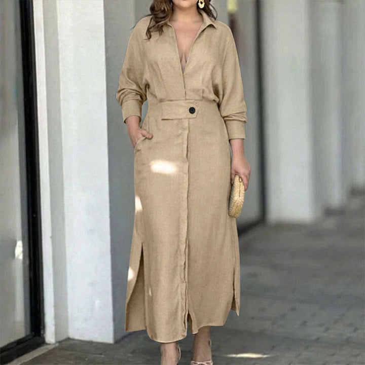 Wren Elegant Tied Dress: Chic Commute Long Sleeve Style, view 4 - Elena Harper