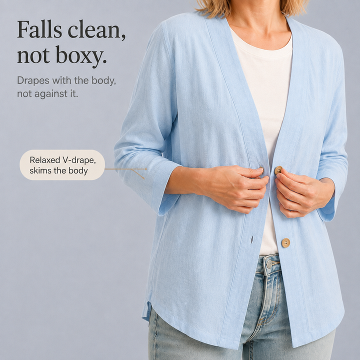Drapelle Breathable Knit V-Neck Cardigan - Elena Harper