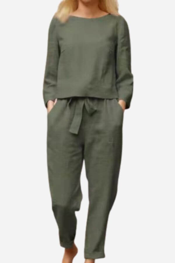 Long Sleeve Top & Slim-Fit Trousers, view 9 - Elena Harper
