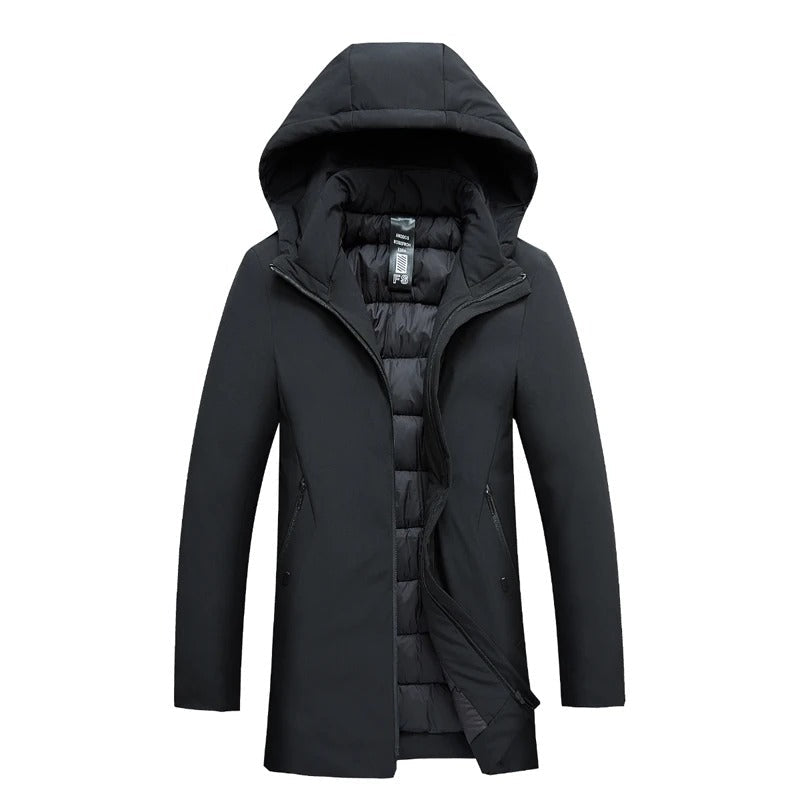 Mid-Length Hooded Parka for Men – Warm Winter Coat