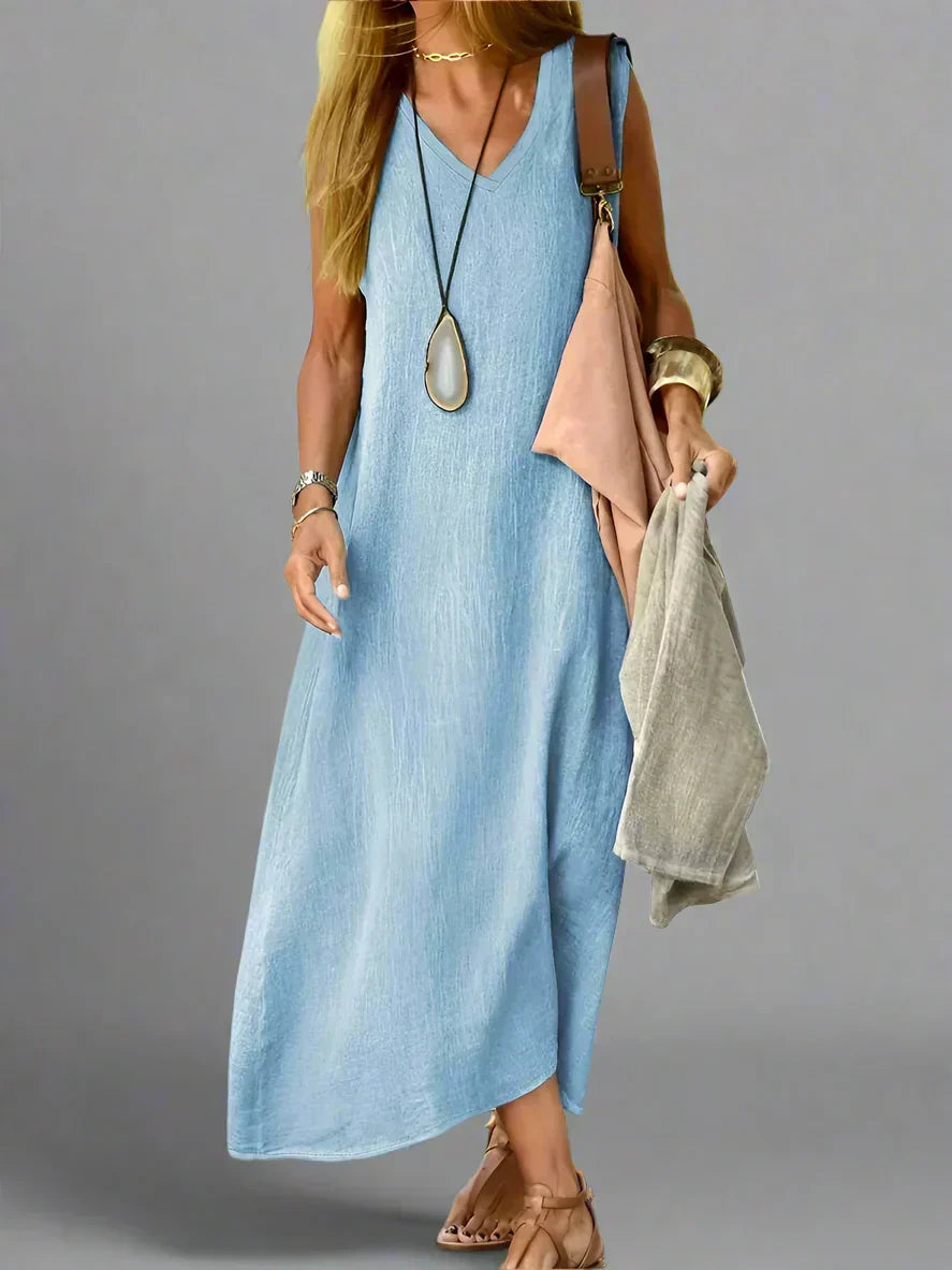 Hedwig Summer Dress with Flowing Cut and Natural Style, view 3 - Elena Harper