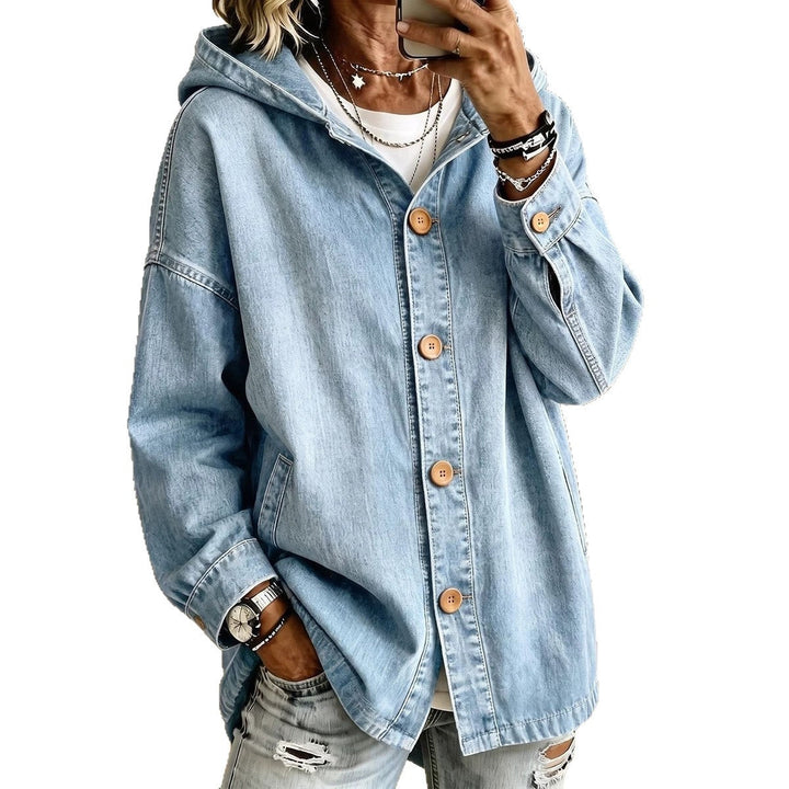 Women's Hooded Denim Jacket Casual and Practical, view 4 - Elena Harper