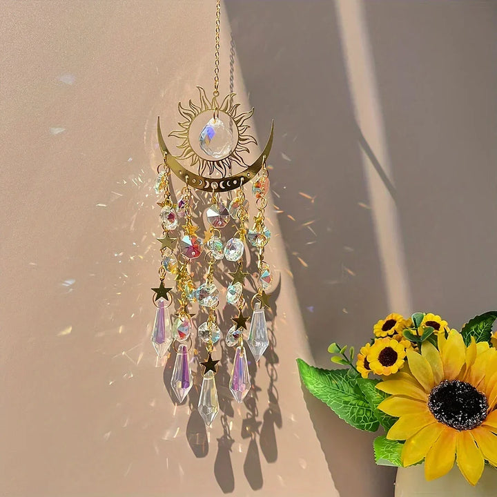 Glowcraft Sun and Moon Pendant Crystal Light Ornaments, view 3 - Elena Harper