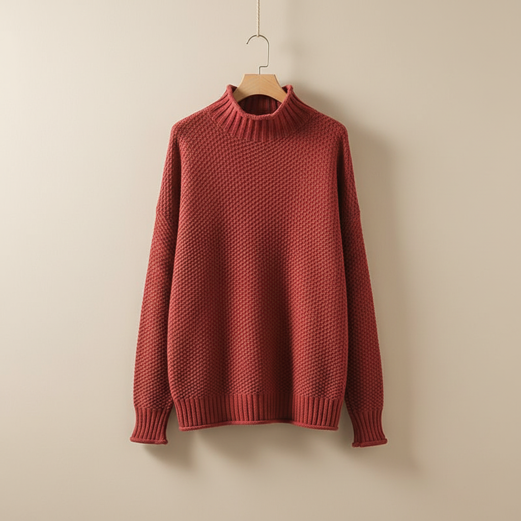 Edelma Women's Knit Sweater with Stand-Up Collar, view 2 - Elena Harper