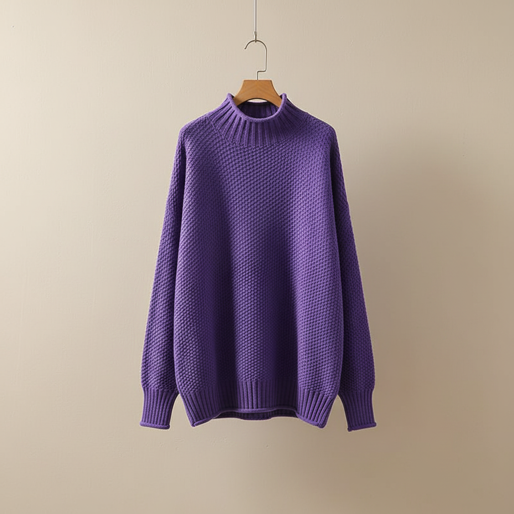 Edelma Women's Knit Sweater with Stand-Up Collar, view 3 - Elena Harper