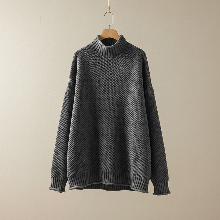 Edelma Women's Knit Sweater with Stand-Up Collar, view 8 - Elena Harper