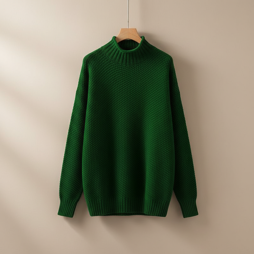 Edelma Women's Knit Sweater with Stand-Up Collar, view 9 - Elena Harper