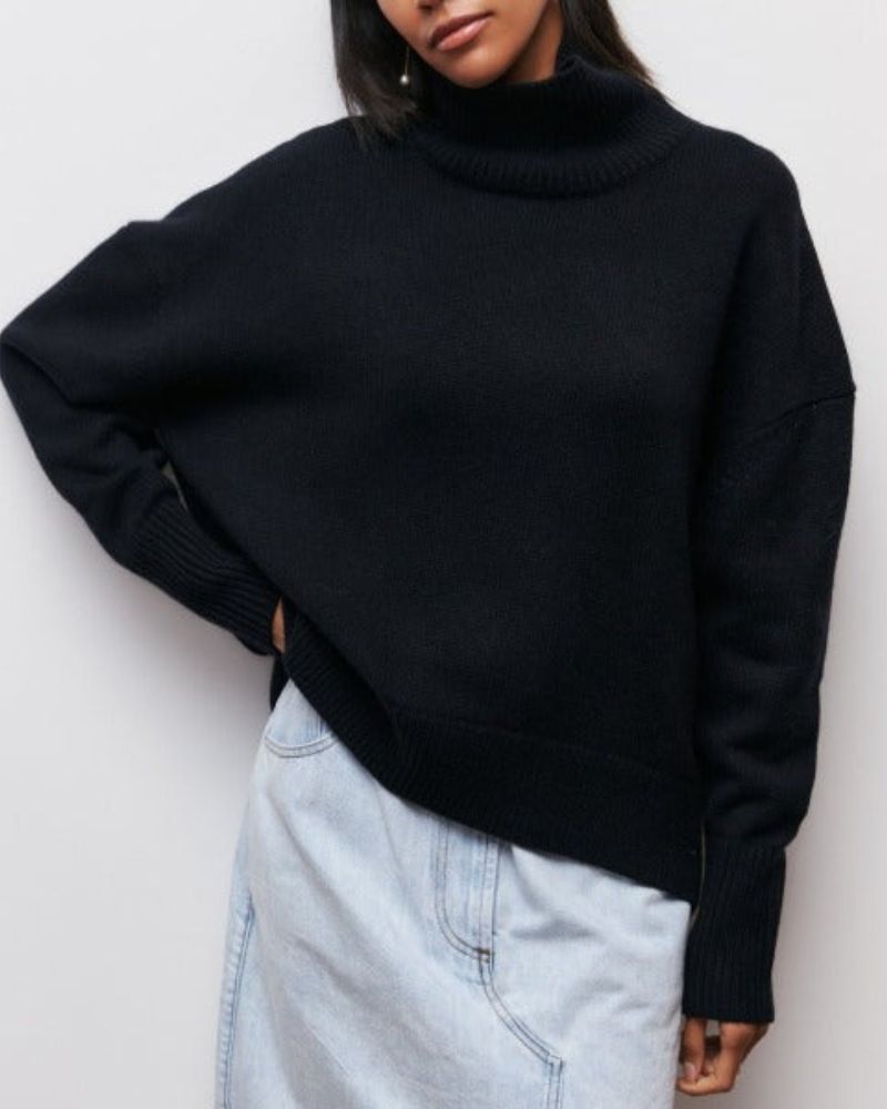 Edelwara Women's Oversized Turtleneck Sweater, view 8 - Elena Harper