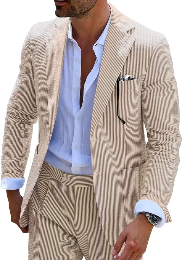 Striped Summer Suit (pants + Jacket) - Elena Harper