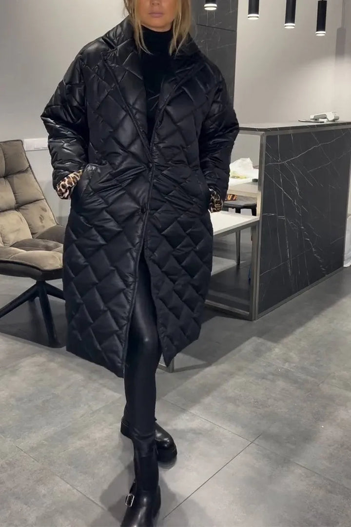 Edlinde Women's Quilted Coat Long Winter Coat, view 2 - Elena Harper