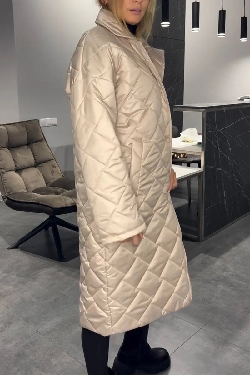 Edlinde Women's Quilted Coat Long Winter Coat, view 3 - Elena Harper