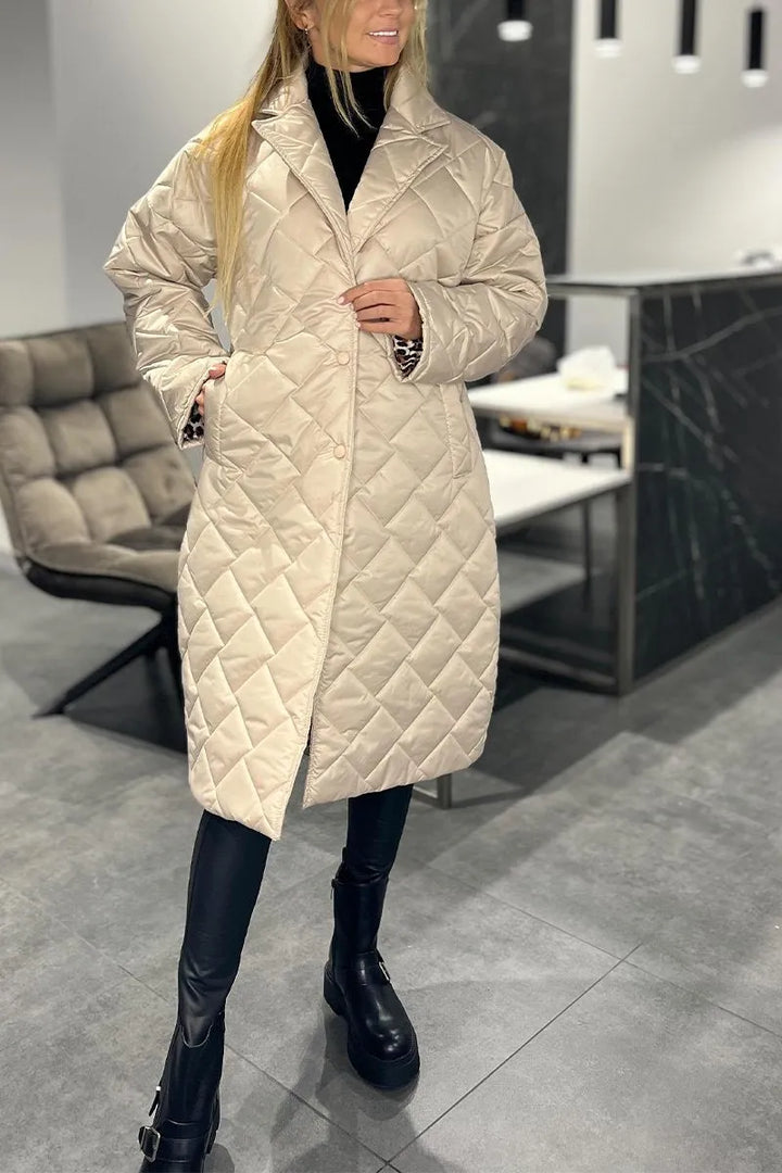 Edlinde Women's Quilted Coat Long Winter Coat, view 7 - Elena Harper