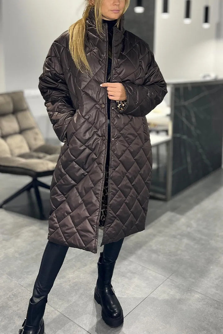 Edlinde Women's Quilted Coat Long Winter Coat, view 8 - Elena Harper