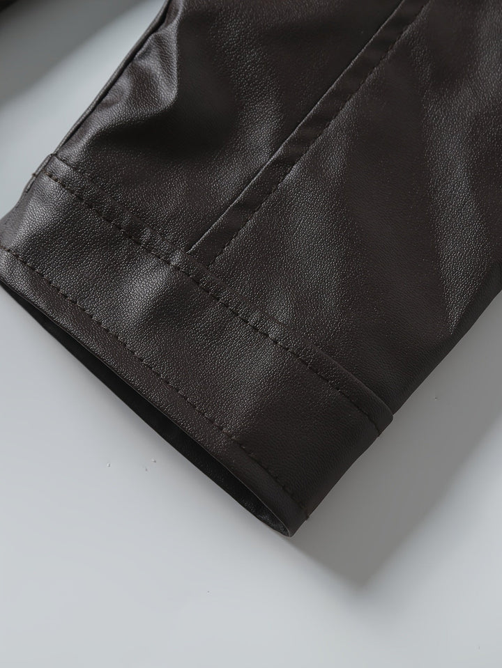 Roman Stand-Collar Moto Jacket, view 9 - Elena Harper