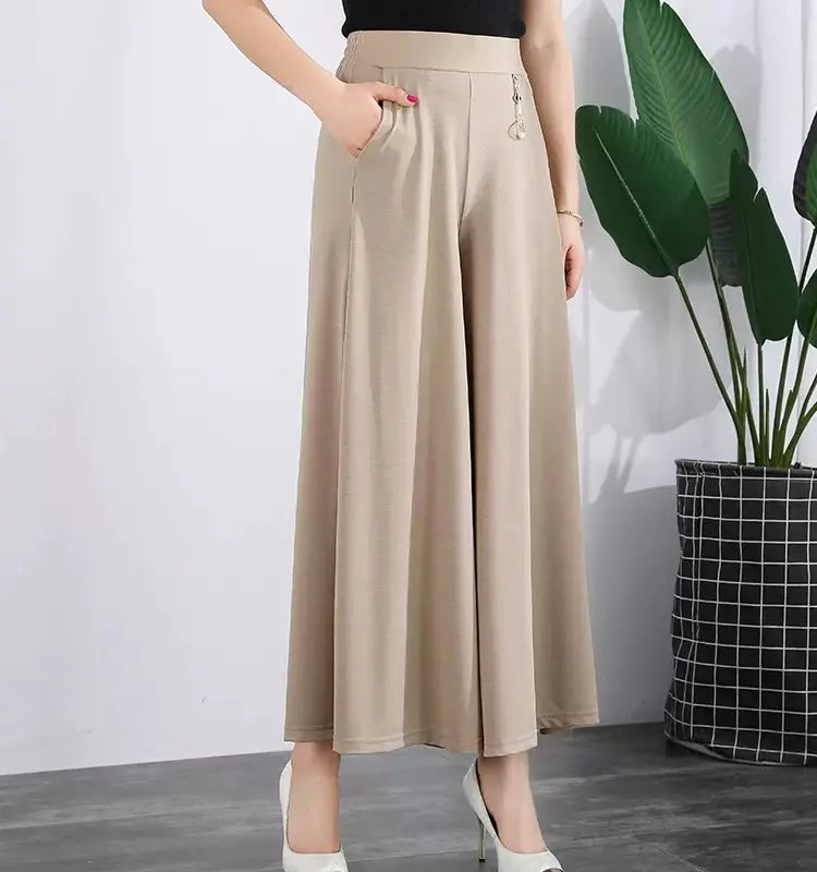 Geneva Lightweight Ice Silk Cropped Pants for Summer, view 4 - Elena Harper