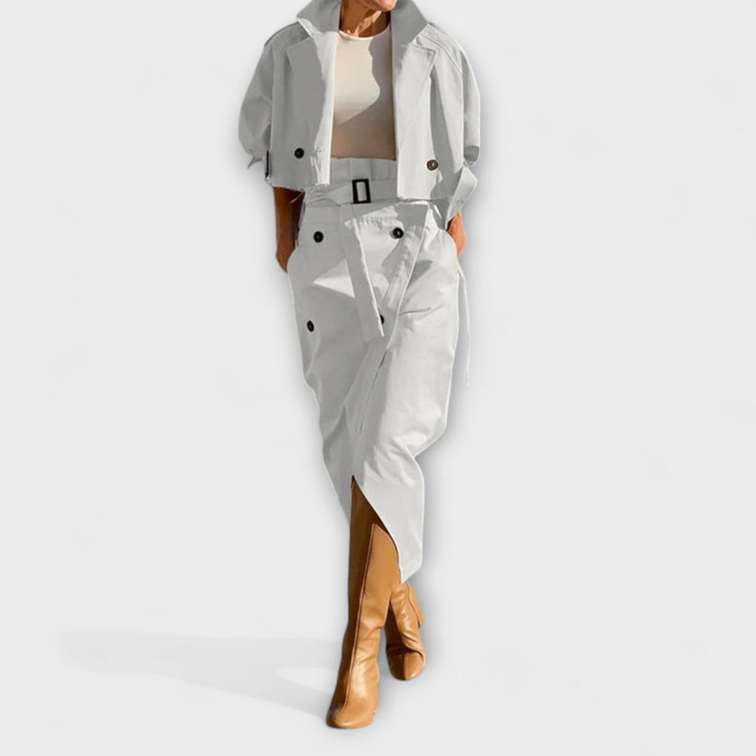 Lyra - Elegant Midi Skirt Jacket with Pockets