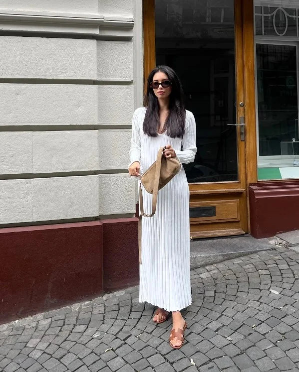 Women's Elegant Long Sleeve Midi Dress