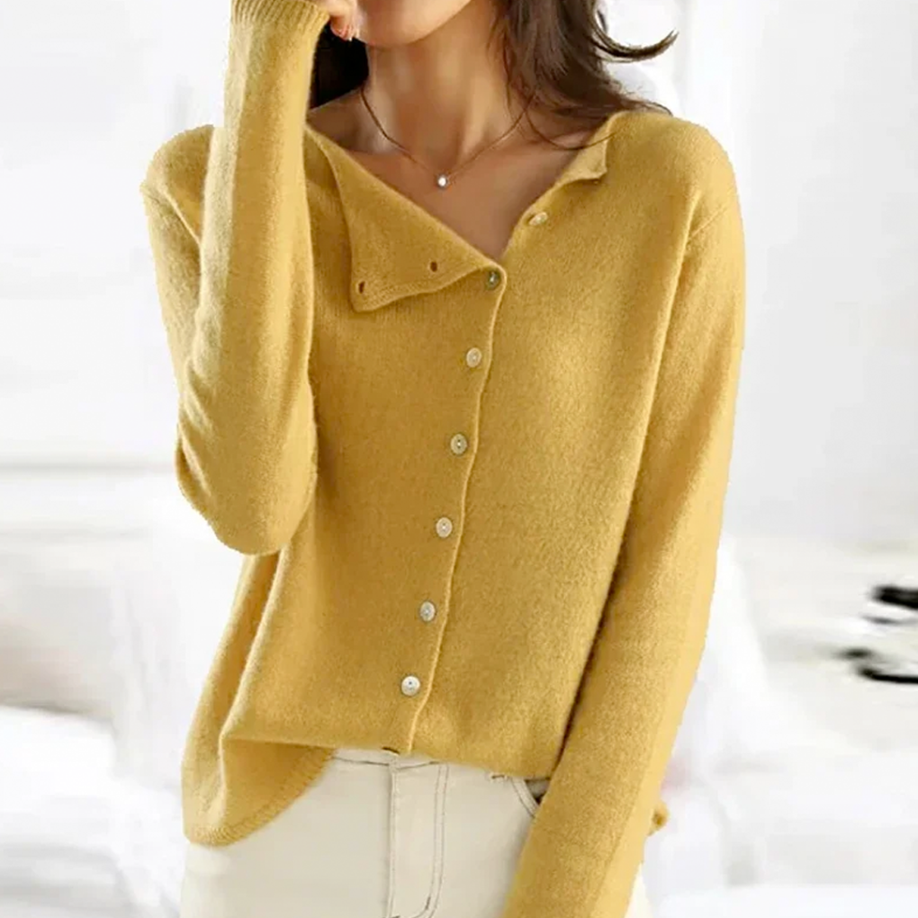 Women's Button Front Cardigan - Relaxed Fit Layering Essential