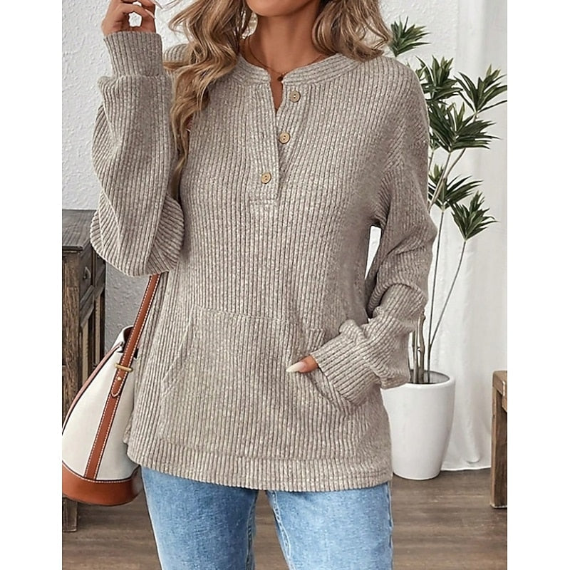 Sabine Relaxed Henley Top - Elena Harper