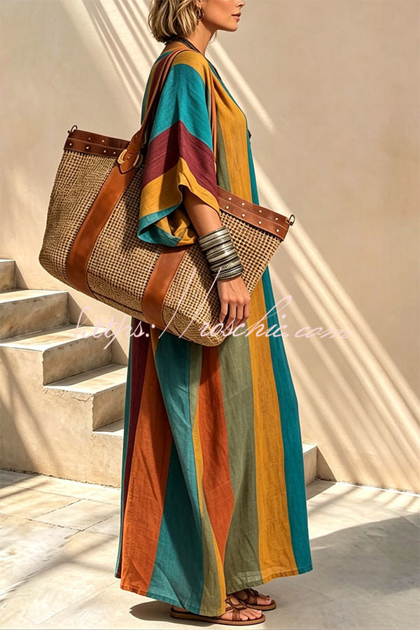 Nomad Stripe Oversized Linen Maxi Dress