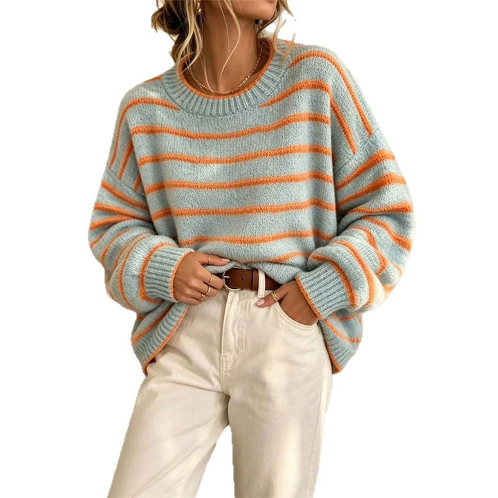 Women's Round Neck Knit Sweater - Casual and Comfortable