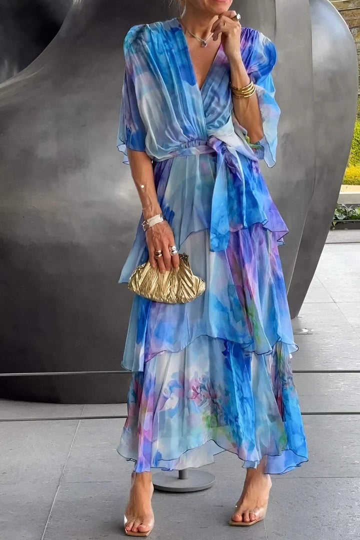 Elegant Jade™ bohemian maxi dress by Emma & Rose Cape Town featuring flowing fabric and detailed embroidery.