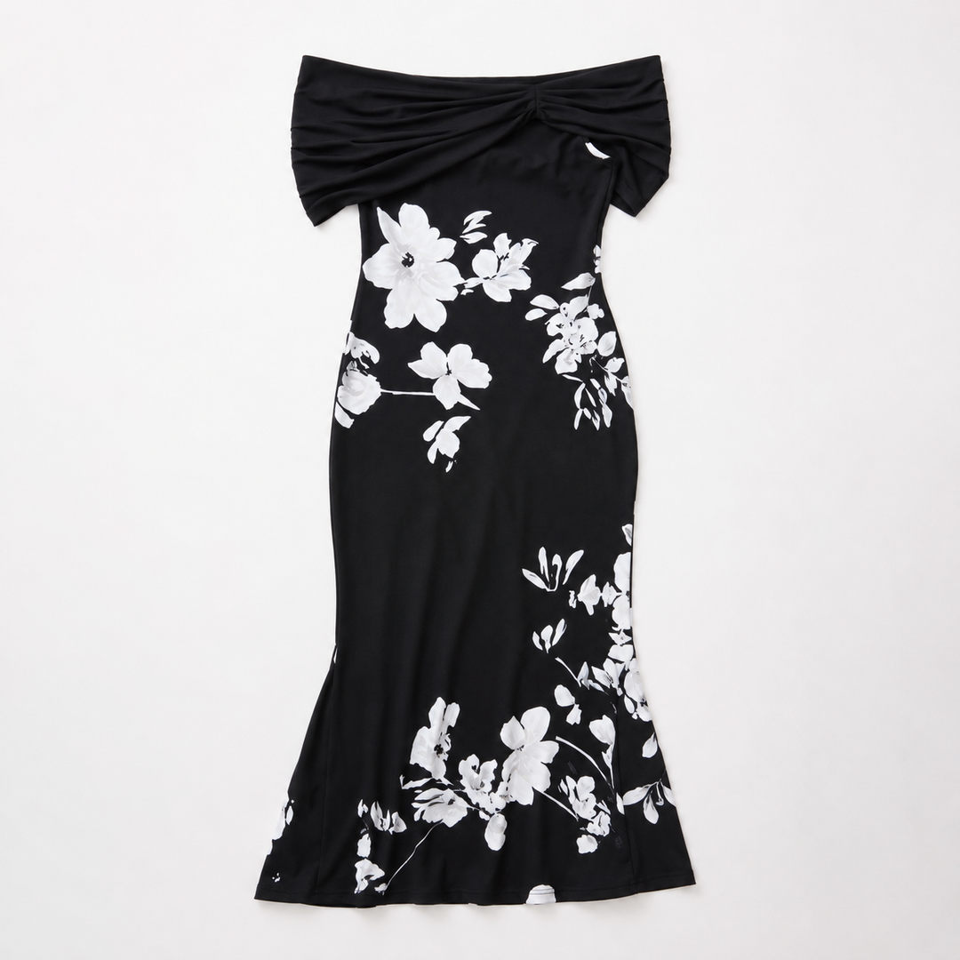 Liguria Off-Shoulder Floral Mermaid Midi Dress