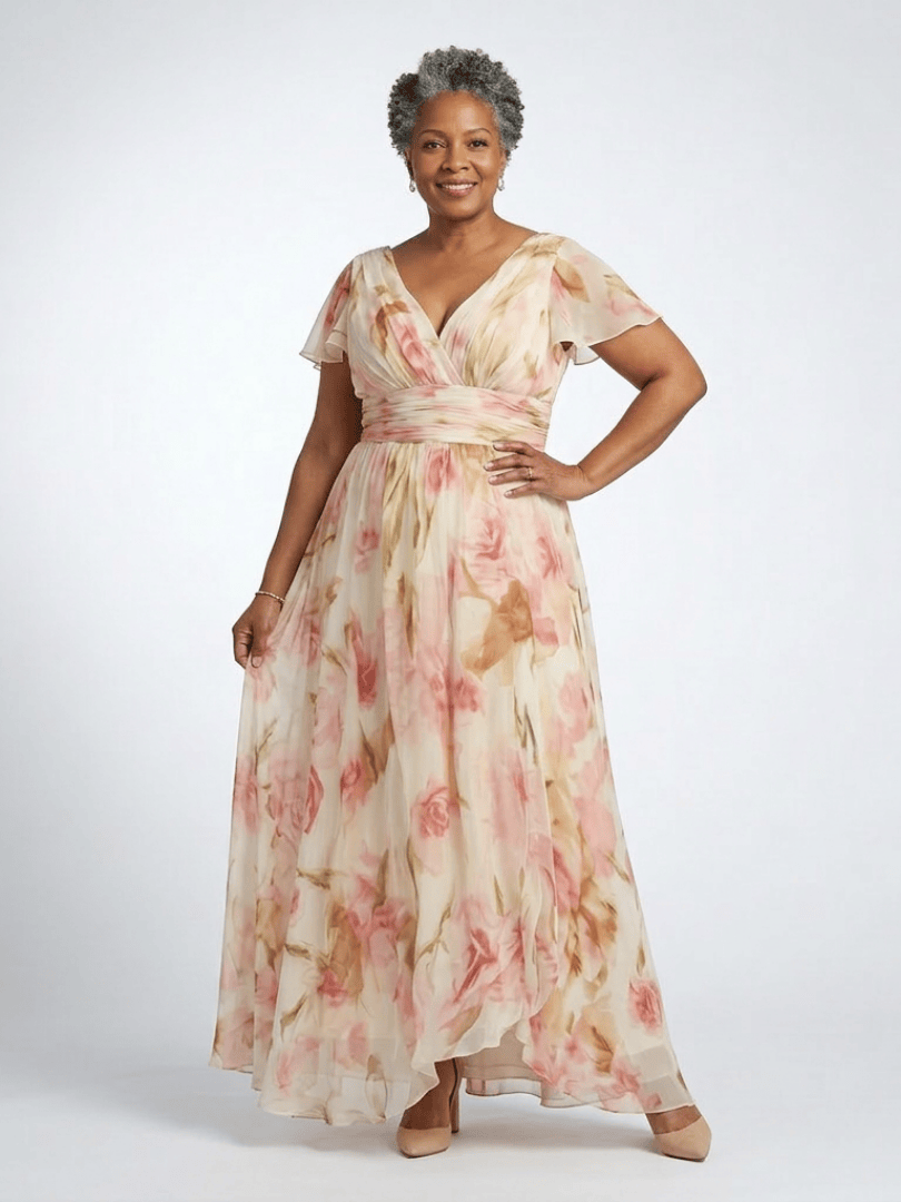 Elara™ Sleeve Floral Maxi Dress by Emma & Rose Cape Town, featuring long sleeves and a vibrant floral pattern.