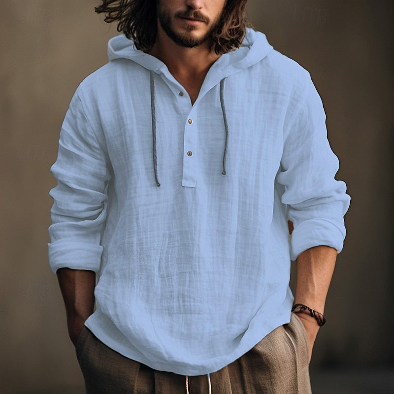 Roman Relaxed Hooded Shirt, view 3 - Elena Harper