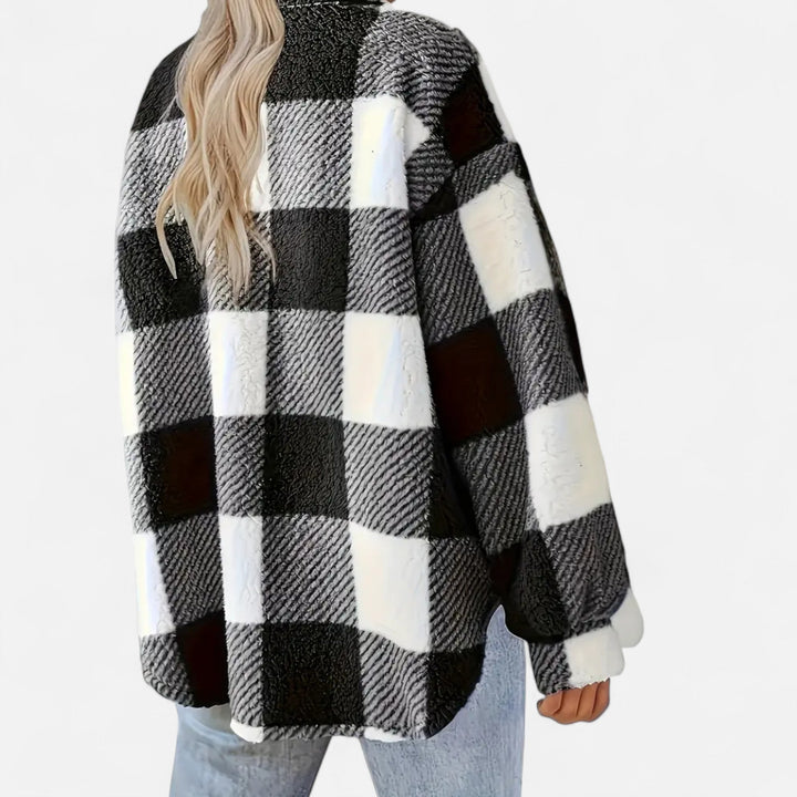 Women's Elegant Checkered Plush Winter Jacket